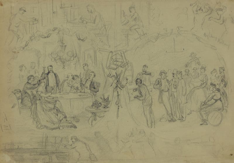 A series of small scenes that illustrate various ways of getting money (1860-1865) as a canvas print