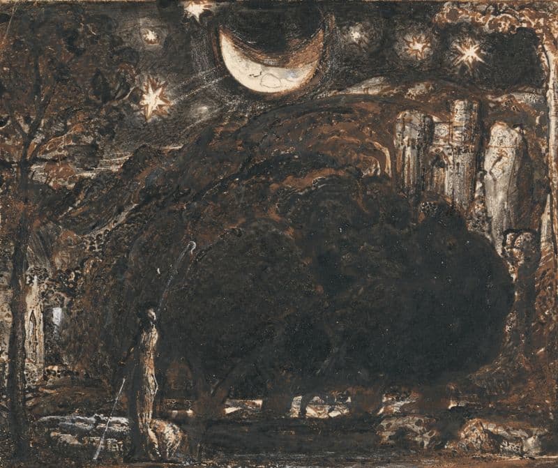 A Shepherd and his Flock under the Moon and Stars (ca. 1827) as a canvas print
