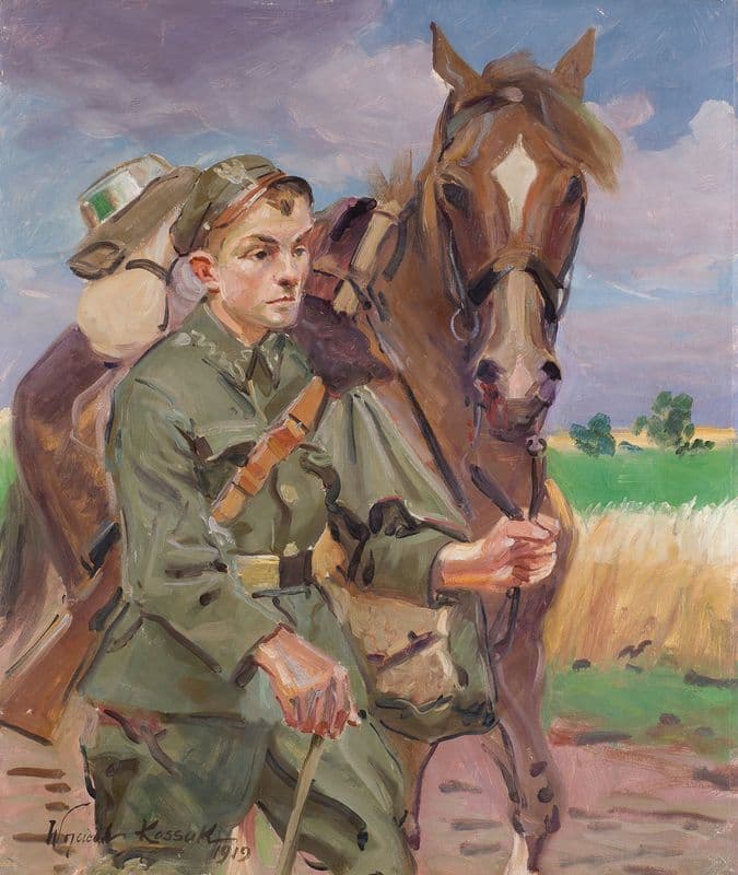A Soldier with a Horse as a canvas print