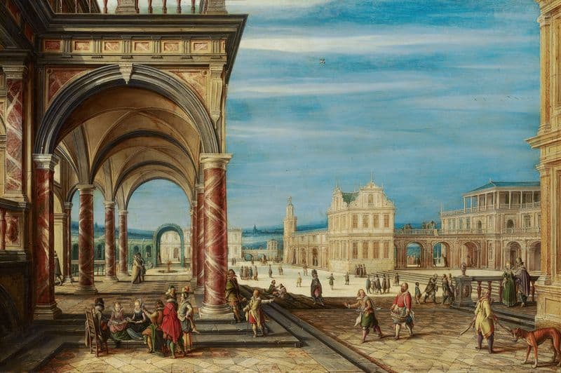 A Square with Imaginary Buildings as a canvas print