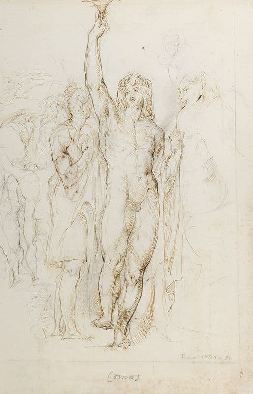 A study of Comus carrying his cup as a canvas print