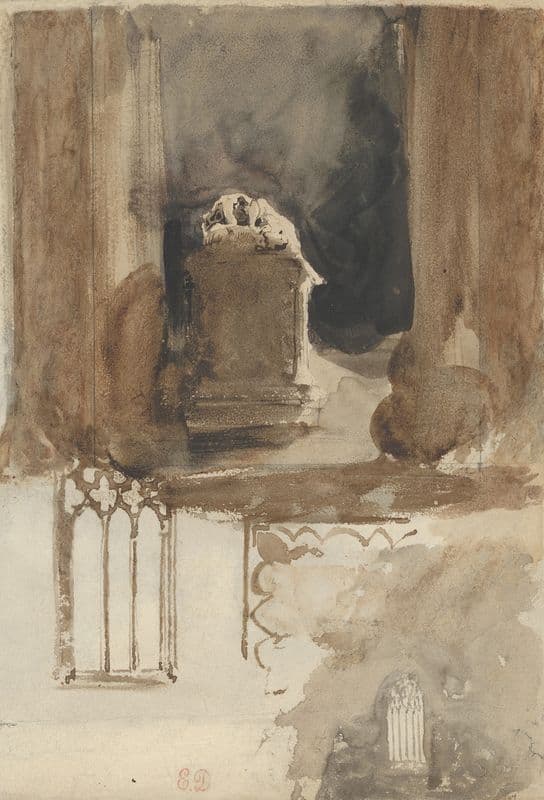 A Tomb and Studies of Windows in the Church of Valmont Abbey (1829–31) as a canvas print