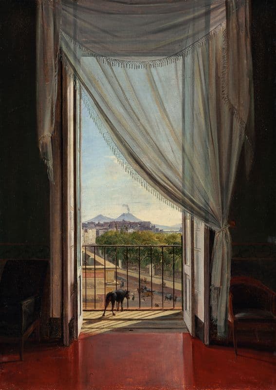 A View of Naples through a Window as a canvas print