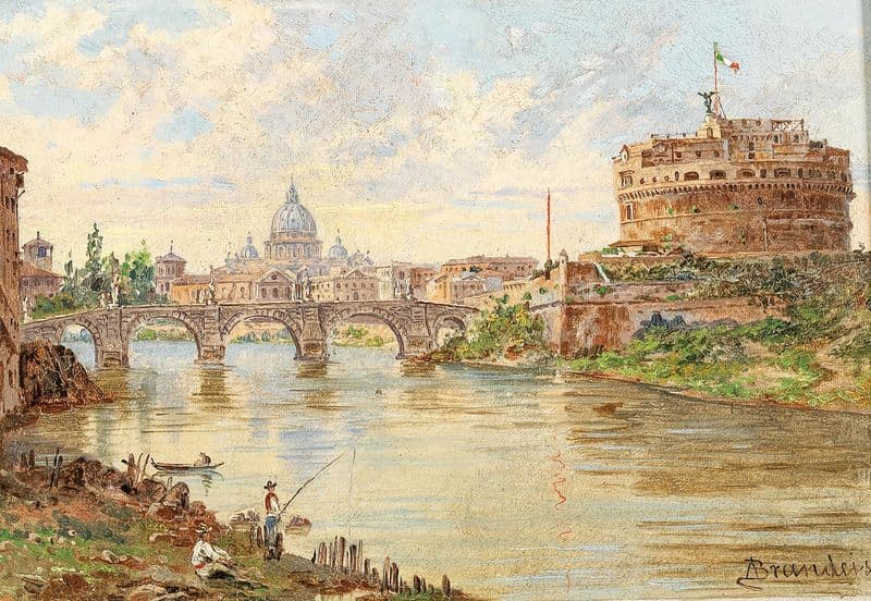 A View of Rome with Castel Sant’Angelo, Ponte Sant’Angelo and St Peter’s Basilica in the Background as a canvas print