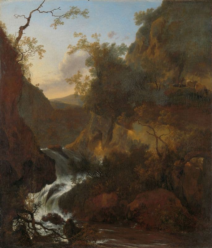 A waterfall (1649 - 1673) as a canvas print