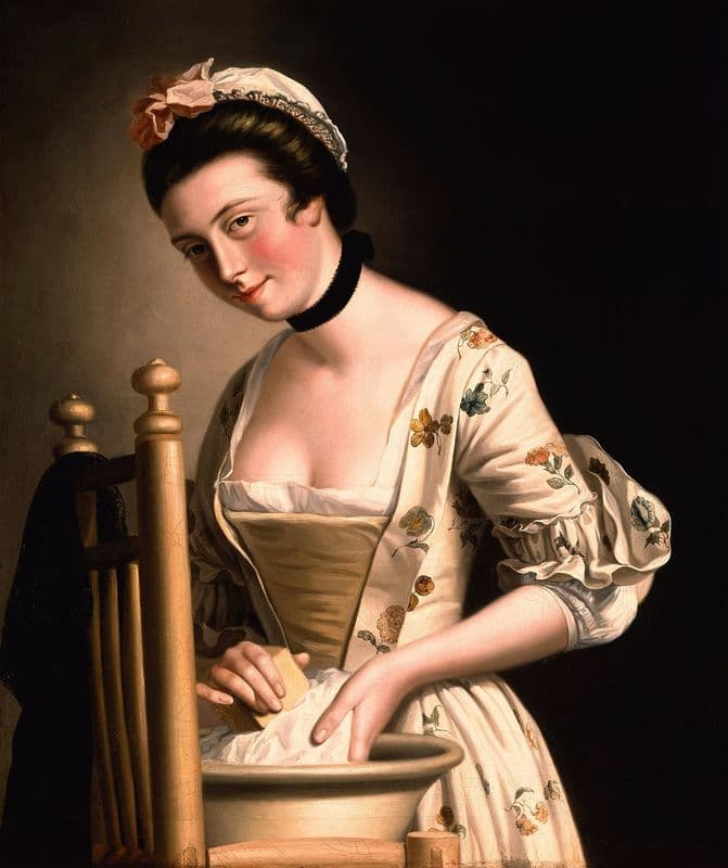 A Woman doing Laundry as a canvas print