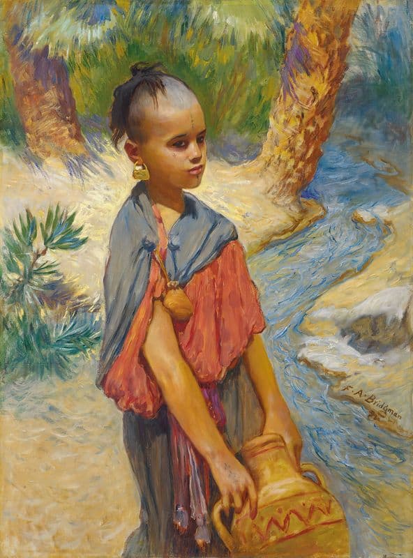 A young girl by a river as a canvas print
