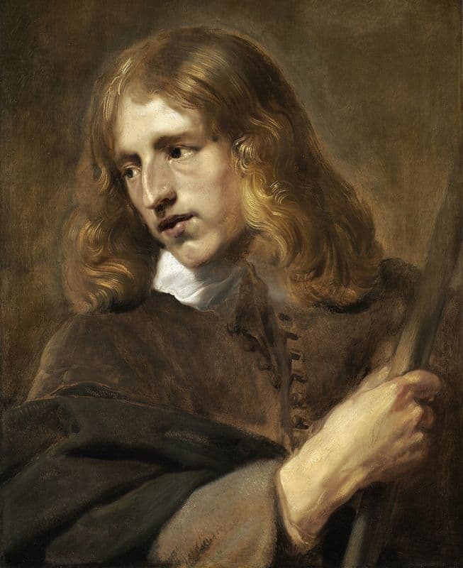 A Young Man Holding a Staff as a canvas print