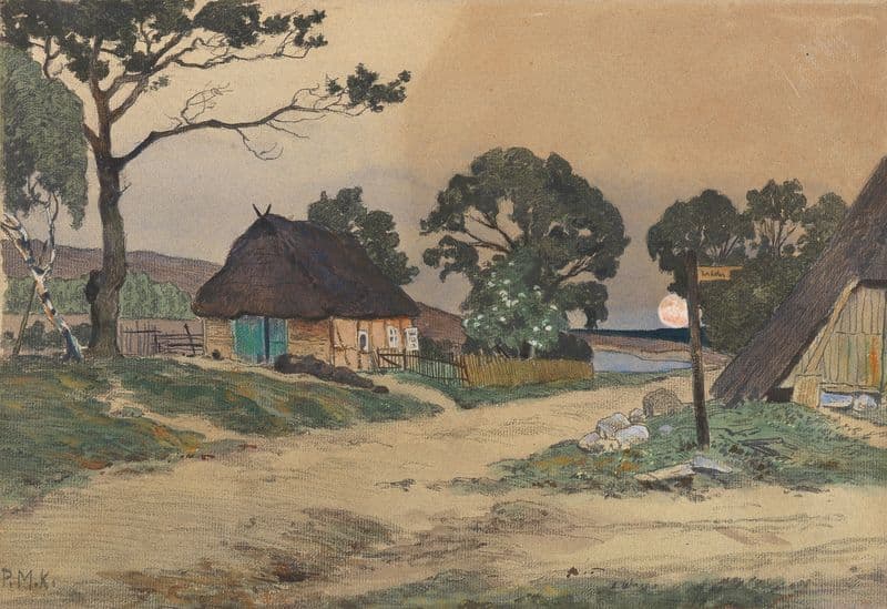 Abend im Haidedorf as a canvas print