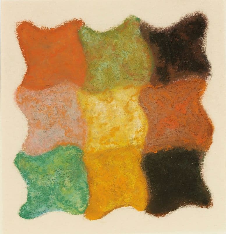 Abstraktion In Orange, Gelb Und Grün as a canvas print