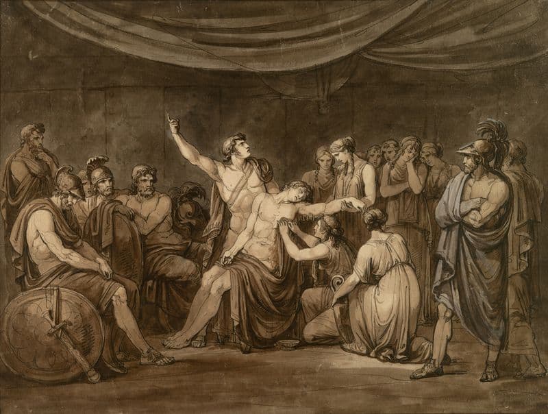 Achilles Swears an Oath to Avenge the Dead Patroclus, Killed by Hector as a canvas print