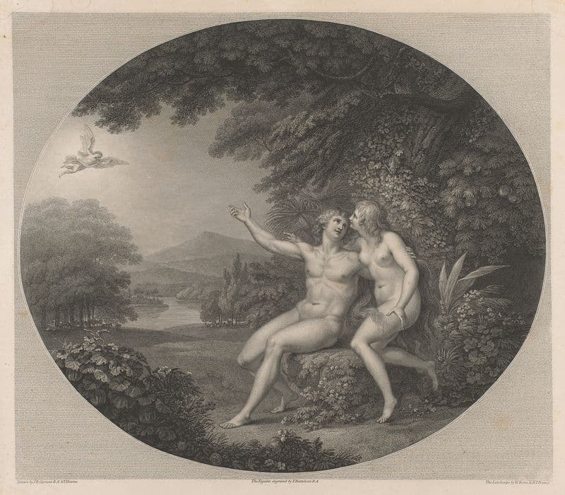 Adam and Eve in Paradise as a canvas print