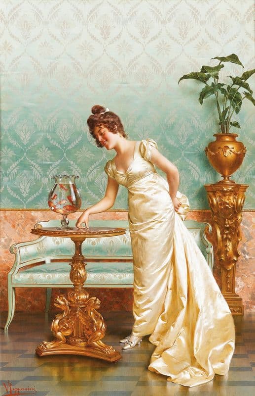 Admiring The Goldfish as a canvas print
