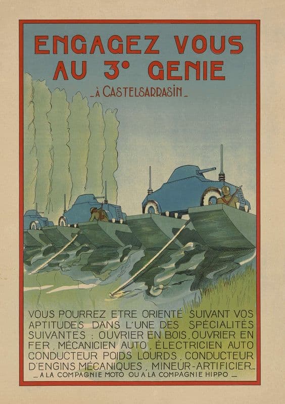 Affiche de recrutement de l’Armée de Vichy – 3e bataillon du génie (1940-1942) as a canvas print