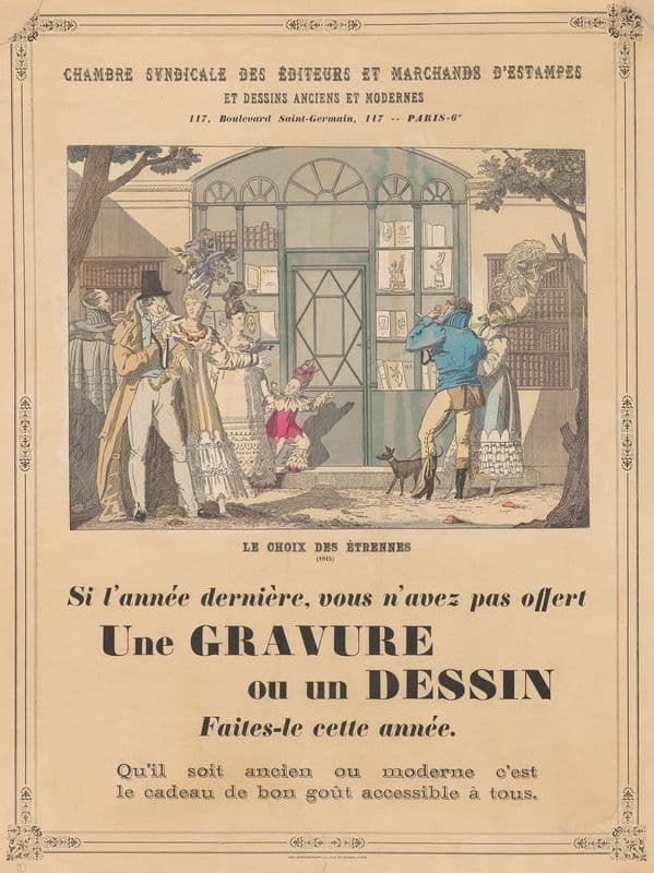Affiche van de Chambre Syndicale des Éditeurs et Marchands d’Estampes et Dessins Anciens et Modernes te Parijs (1919 - 1952) as a canvas print