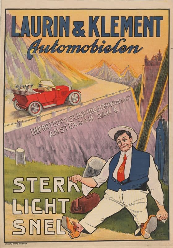Affiche voor Laurin & Klement Automobielen, naar Nederland geïmporteerd door Sligting, Houwing & Co (1906 - 1914) as a canvas print