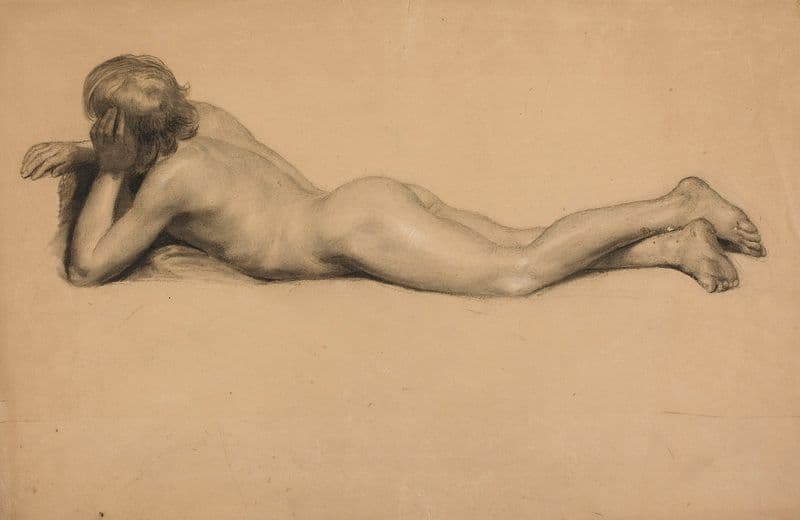 Akt męski leżący na brzuchu (after 1842) as a canvas print