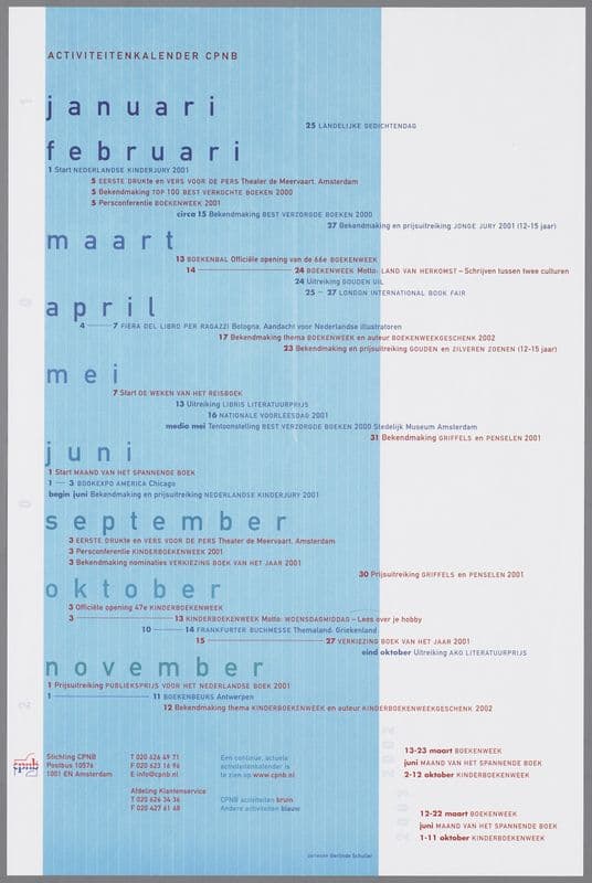 Aktiviteitenkalender CPNB 2001-2003 as a canvas print