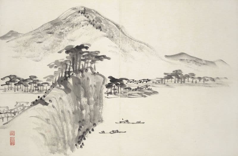 Album of Fifteen Ink Paintings Pl.14 as a canvas print