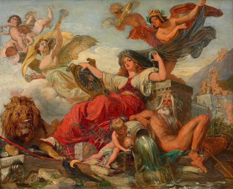 Allegorie auf die Stadterweiterung (Skizze zu einem Deckenbild im Neuen Rathaus) (before 1889) as a canvas print
