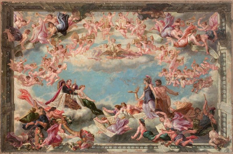 Allégorie avec Napoléon III et l’impératrice Eugénie as a canvas print
