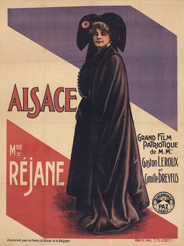Alsace – grand film patriotique de M.Mrs Gaston Leroux et Camille Dreyfus – (interprété par) Mme Réjane as a canvas print