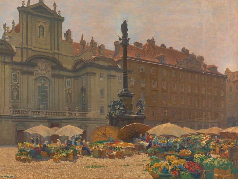 Am Hof (Kirche, Kriegsministerium und Mariensäule mit Blumenmarkt ) as a canvas print
