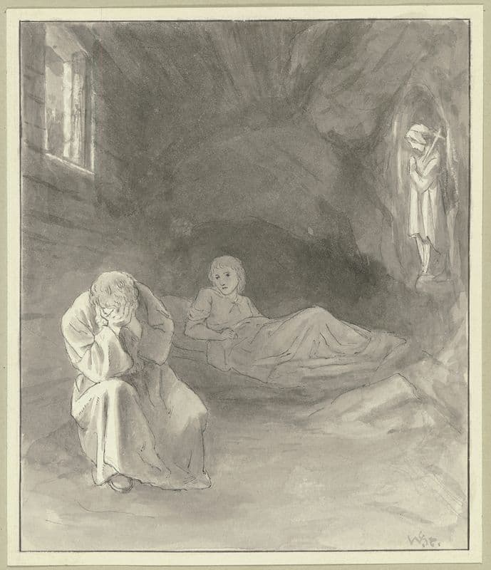 Am Tisch sitzender Mann in einer Felsnische (ca. 1884) as a canvas print