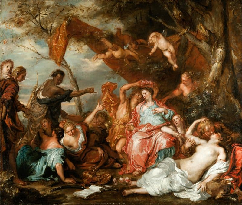 Amaryllis and Mirtillo. Scene from Guarini’s ‘Pastor Fido’ (early 1700s) as a canvas print