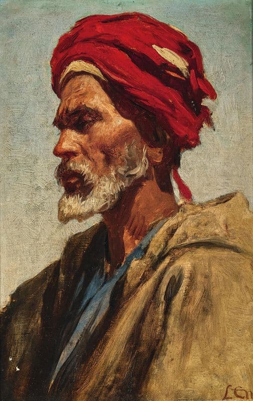 An Arab with a red turban as a canvas print