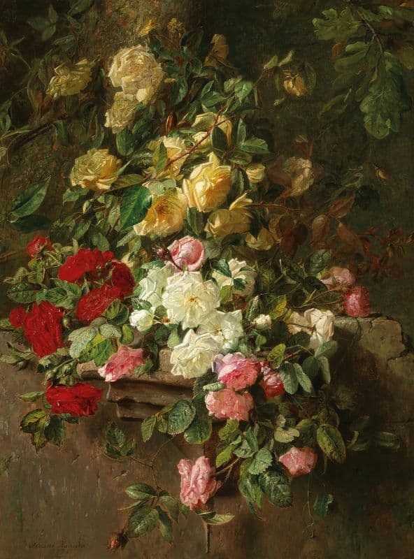An Elaborate Bouquet of Flowers with Roses as a canvas print