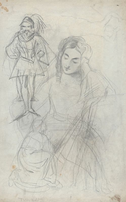 An Equestrian Figure and Other Studies (1830–44) as a canvas print