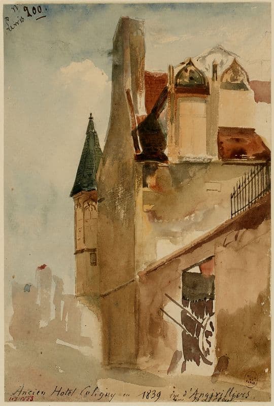 Ancien hôtel Coligny, rue d’Angivilliers en 1839 (1915-1945) as a canvas print