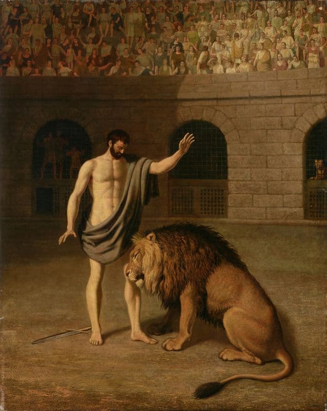 Androcles and the lion as a canvas print