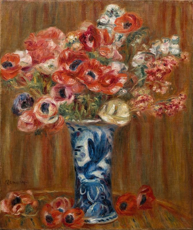Anémones au vase de Delft as a canvas print