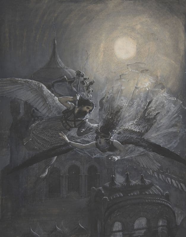 Angel Scourging a Harpy (circa 1890) as a canvas print