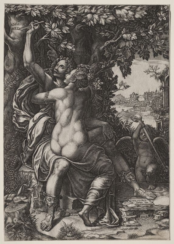 Angelica and Medoro (c. 1570) as a canvas print