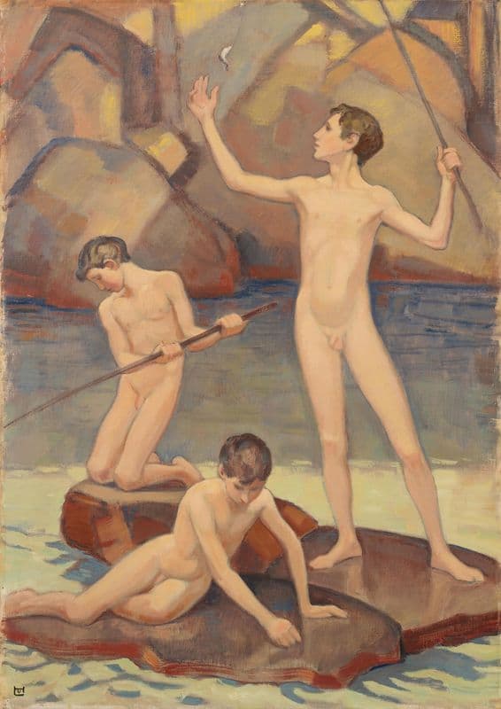 Angelnde Knaben (1910-1920) as a canvas print