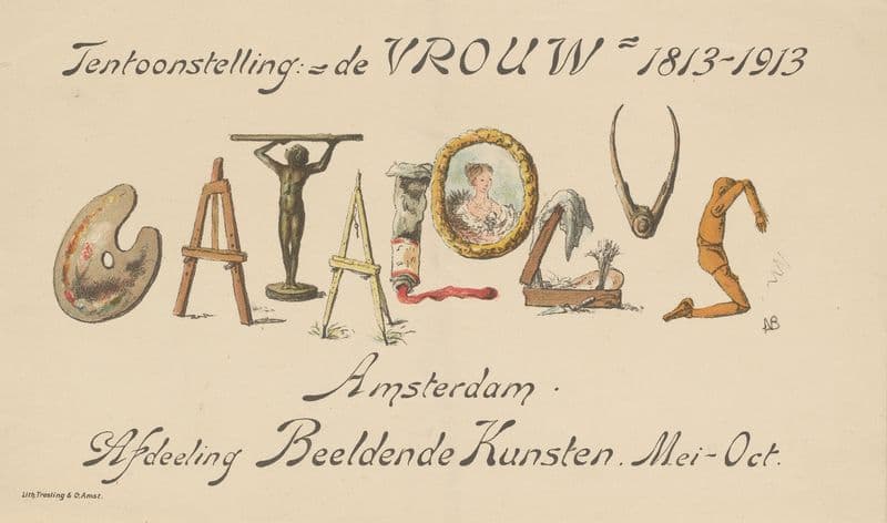 Annoncekaart van de tentoonstelling ‘De Vrouw, 1813-1913’ as a canvas print