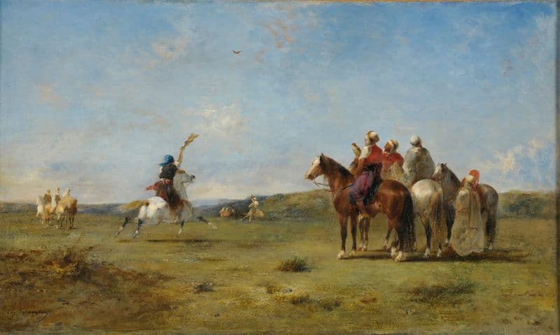 Arabes chassant le faucon as a canvas print