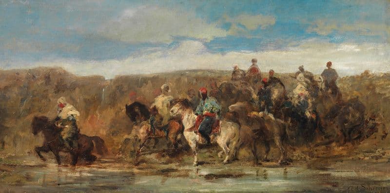 Arabische Reiter am Fluss (ca 1880-90) as a canvas print