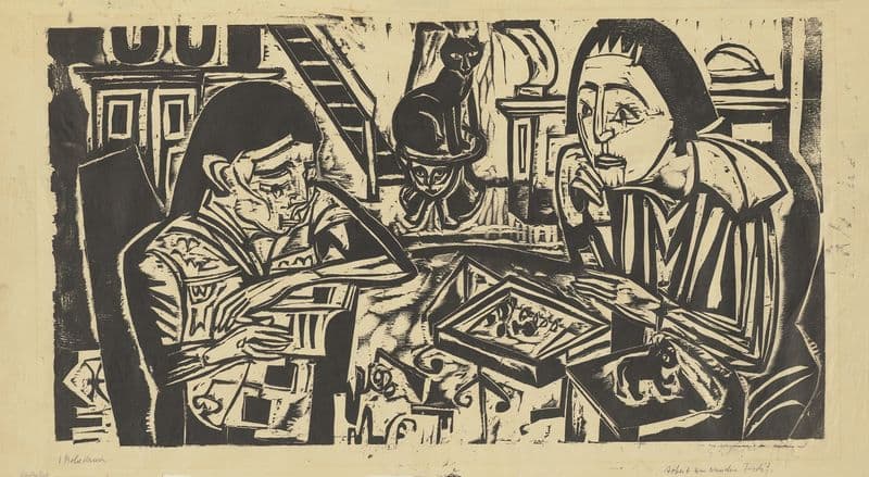 Arbeit am runden Tisch as a canvas print