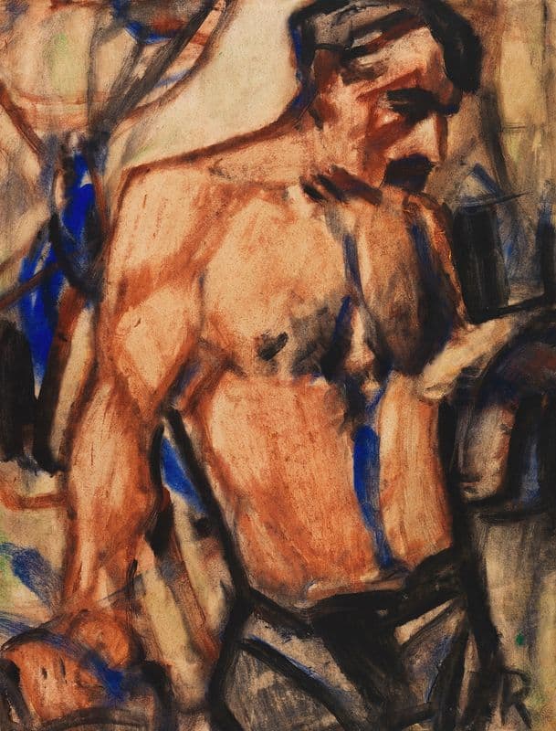 Arbeiter mit nacktem Oberkörper (1920-30) as a canvas print