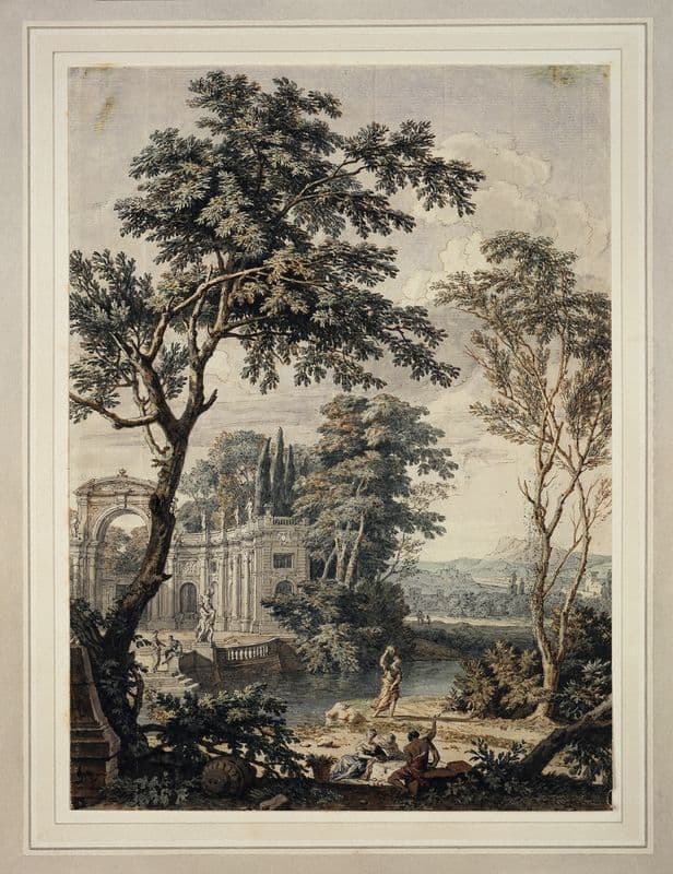 Arcadian Landscape with Palace Architecture (ca. 1730 – ca. 1740) as a canvas print