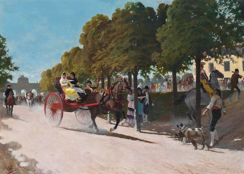 Arriving at the Plaza de Toros, before the gate of Alcala, Madrid as a canvas print
