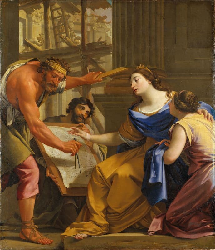 Artemisia Building the Mausolaeum (1640s) as a canvas print