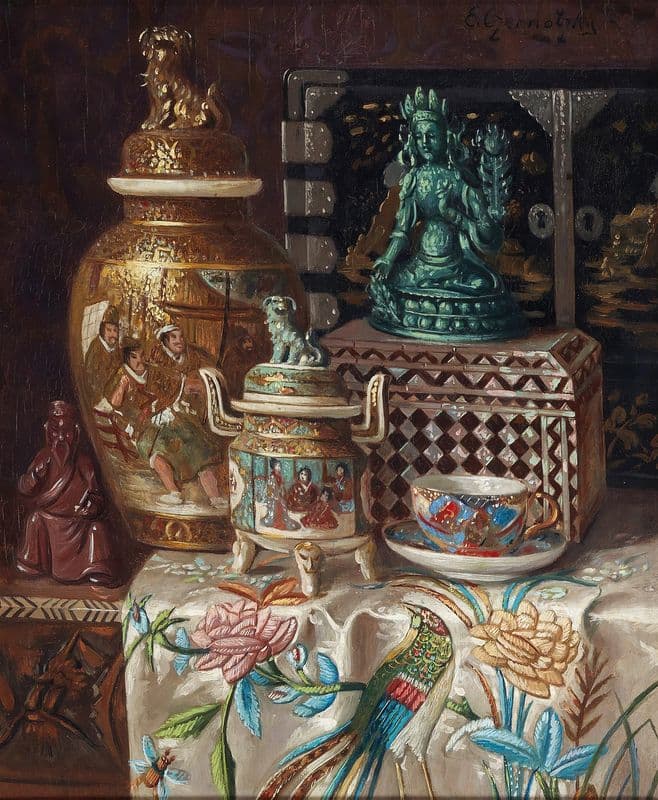 Asiatisches Tischstillleben as a canvas print