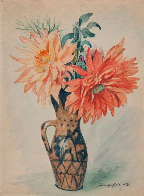 Asters in a vase (1940s) as a canvas print