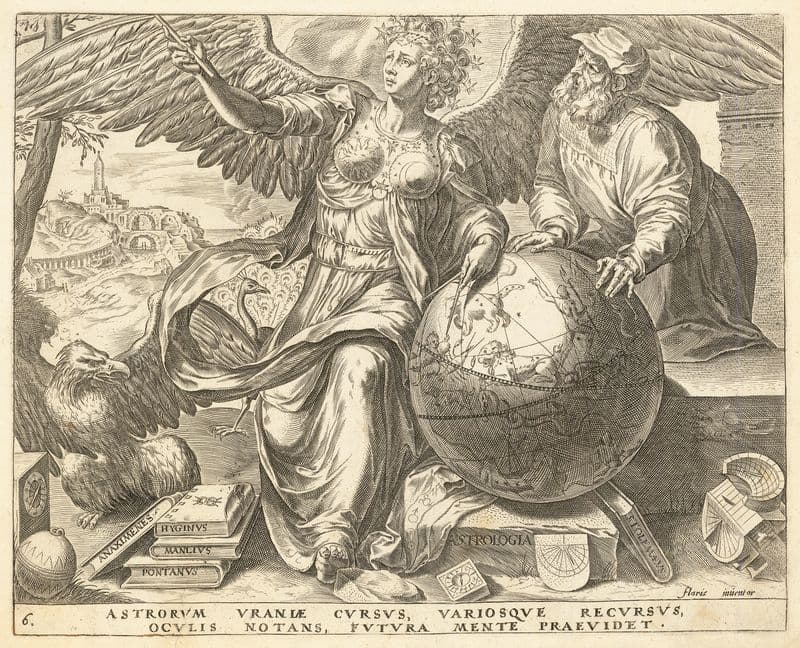 Astrorum Uraniae Cursus, Variosque Recursus, Oculis Notans, Futura Mente Praevidet as a canvas print