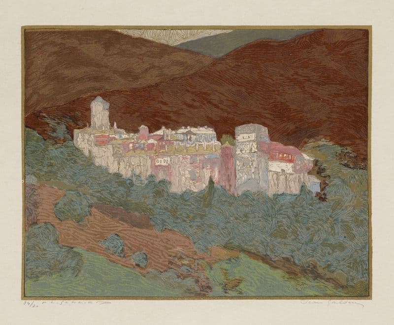 Athos; le Monastere de Valopedie as a canvas print
